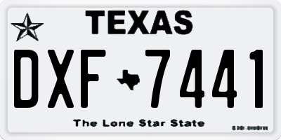 TX license plate DXF7441