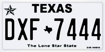 TX license plate DXF7444