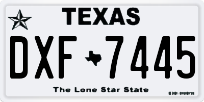TX license plate DXF7445