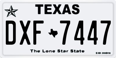 TX license plate DXF7447