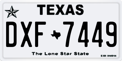 TX license plate DXF7449