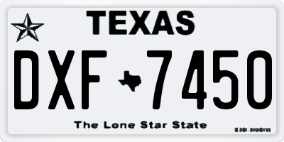 TX license plate DXF7450