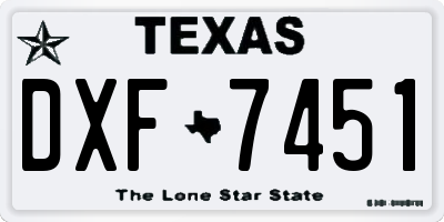 TX license plate DXF7451