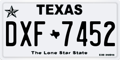 TX license plate DXF7452