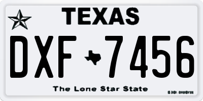 TX license plate DXF7456