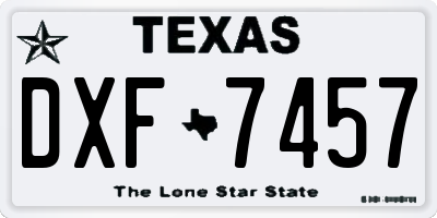 TX license plate DXF7457