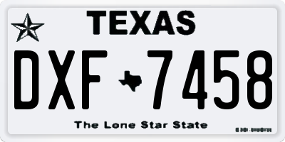 TX license plate DXF7458