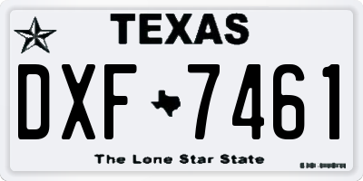 TX license plate DXF7461