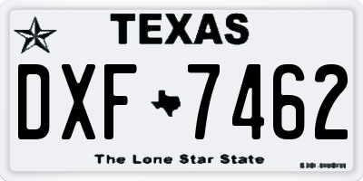 TX license plate DXF7462