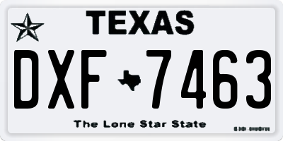TX license plate DXF7463