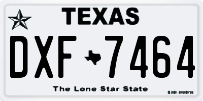 TX license plate DXF7464