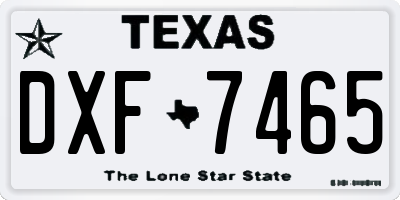 TX license plate DXF7465