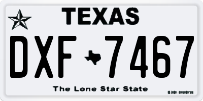 TX license plate DXF7467