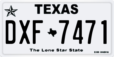 TX license plate DXF7471