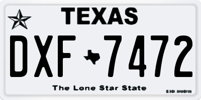 TX license plate DXF7472