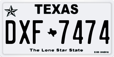 TX license plate DXF7474
