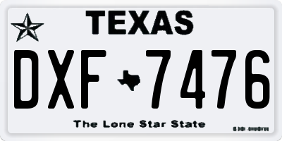 TX license plate DXF7476