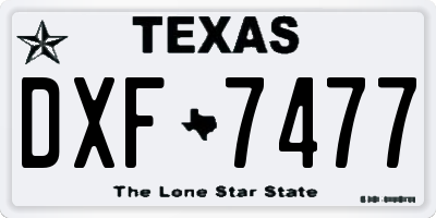 TX license plate DXF7477