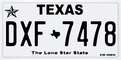 TX license plate DXF7478