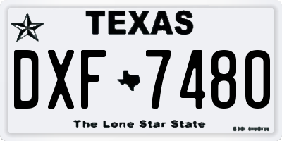TX license plate DXF7480