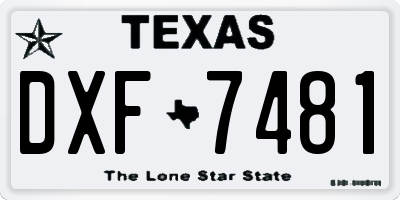 TX license plate DXF7481