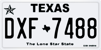 TX license plate DXF7488