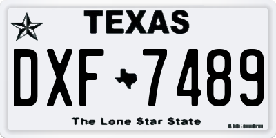TX license plate DXF7489