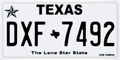 TX license plate DXF7492
