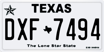 TX license plate DXF7494