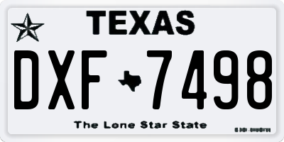 TX license plate DXF7498