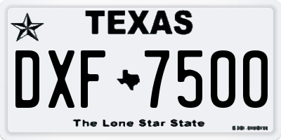 TX license plate DXF7500