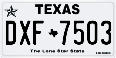TX license plate DXF7503