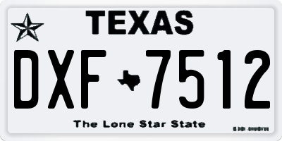 TX license plate DXF7512