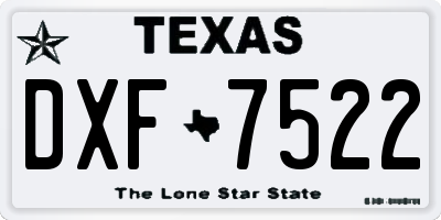 TX license plate DXF7522