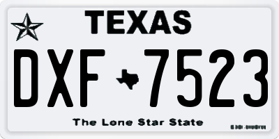 TX license plate DXF7523
