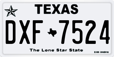 TX license plate DXF7524