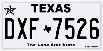 TX license plate DXF7526