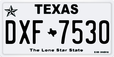TX license plate DXF7530