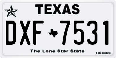 TX license plate DXF7531