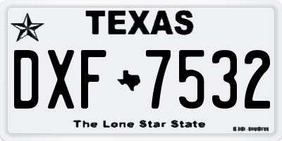 TX license plate DXF7532