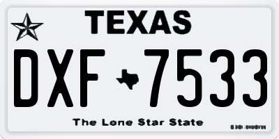 TX license plate DXF7533