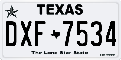 TX license plate DXF7534