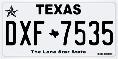 TX license plate DXF7535