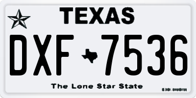 TX license plate DXF7536