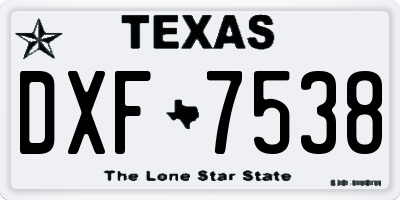 TX license plate DXF7538