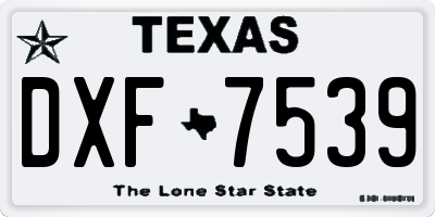 TX license plate DXF7539