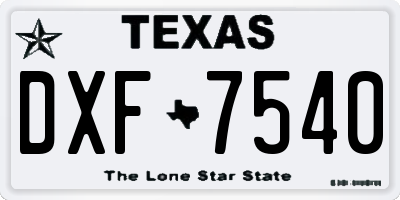TX license plate DXF7540