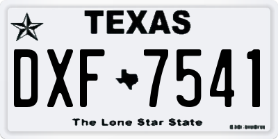 TX license plate DXF7541