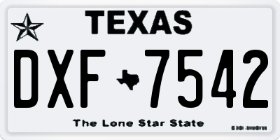 TX license plate DXF7542
