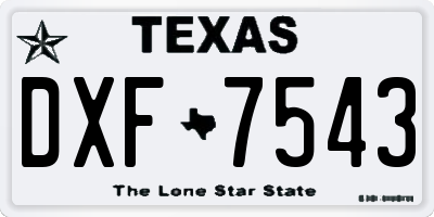 TX license plate DXF7543